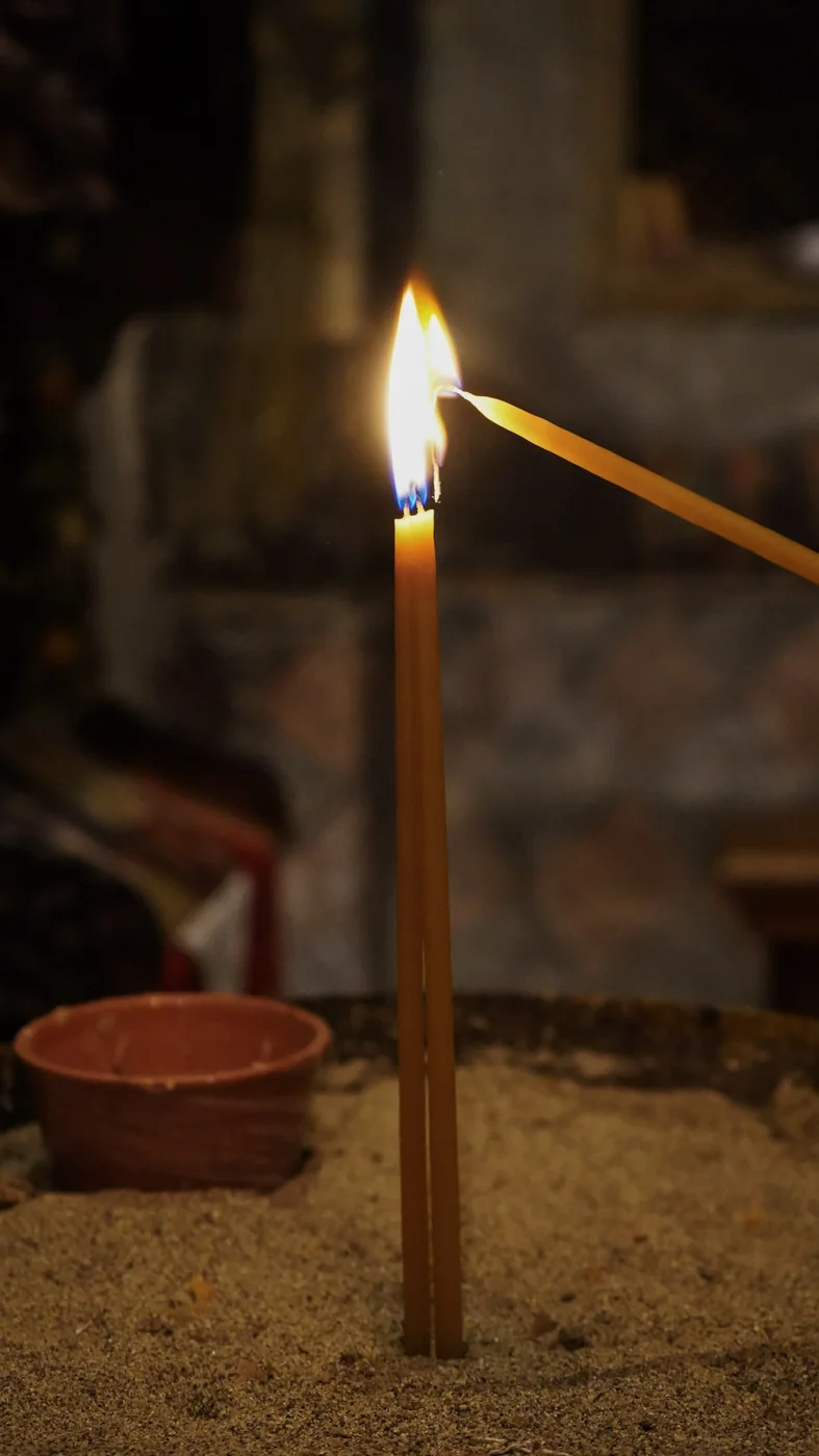 A candle in the monastery church